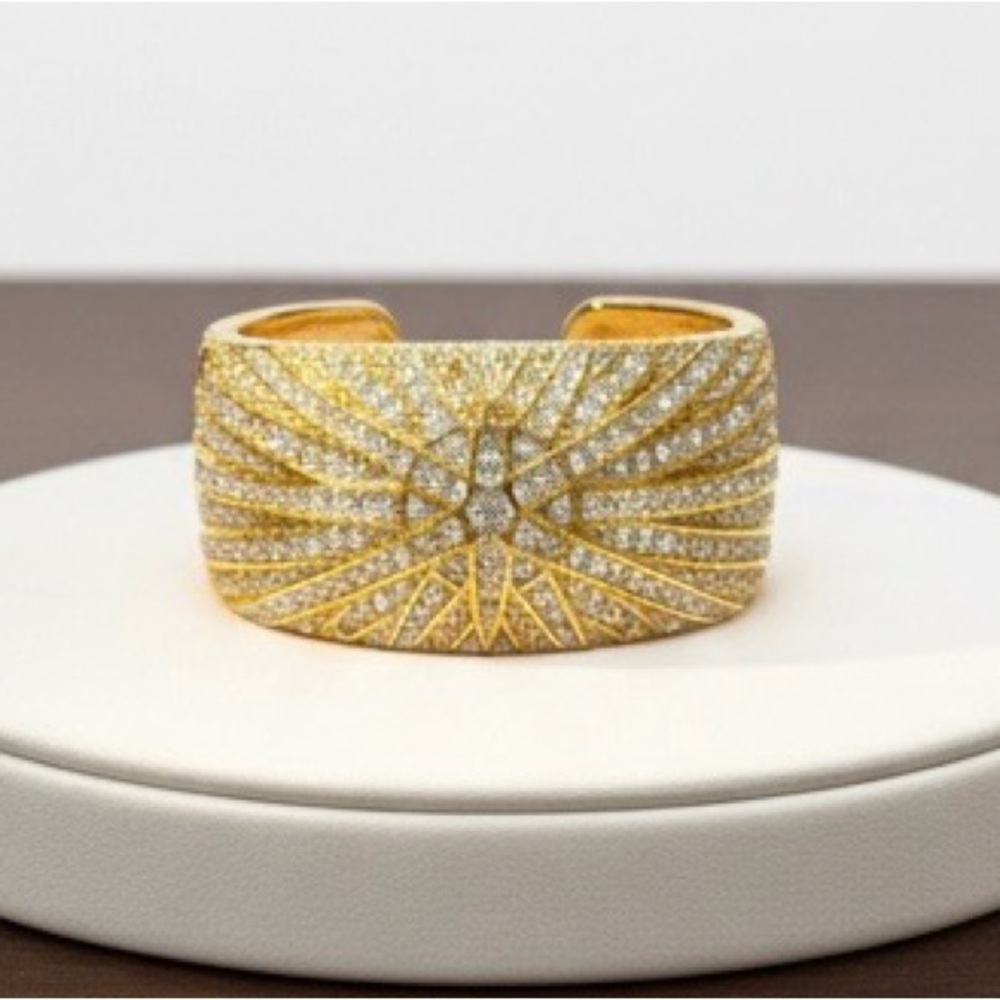 Victoria Wieck Gold and Gemstone Radiant Bracelet Cuff Bracelet ~ Watch ~ Hidden